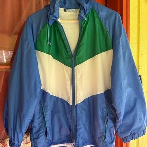 80’s Vintage UNIONBAY Blue and Green Nylon Windbreaker Jacket S.